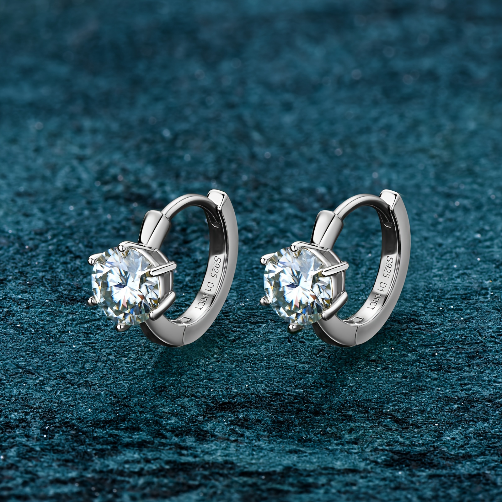 1 pair of moissanite earrings 925 pure silvery 6 5mmd color round moissanite earrings   six claw inner diameter 10  earrings s925 silvery earrings jewelry with gra certificate total weight of earrings about 2 75g moissanite 6 5mm 2pcs 1 0ct 2pcs total carat 2 0ct details 4