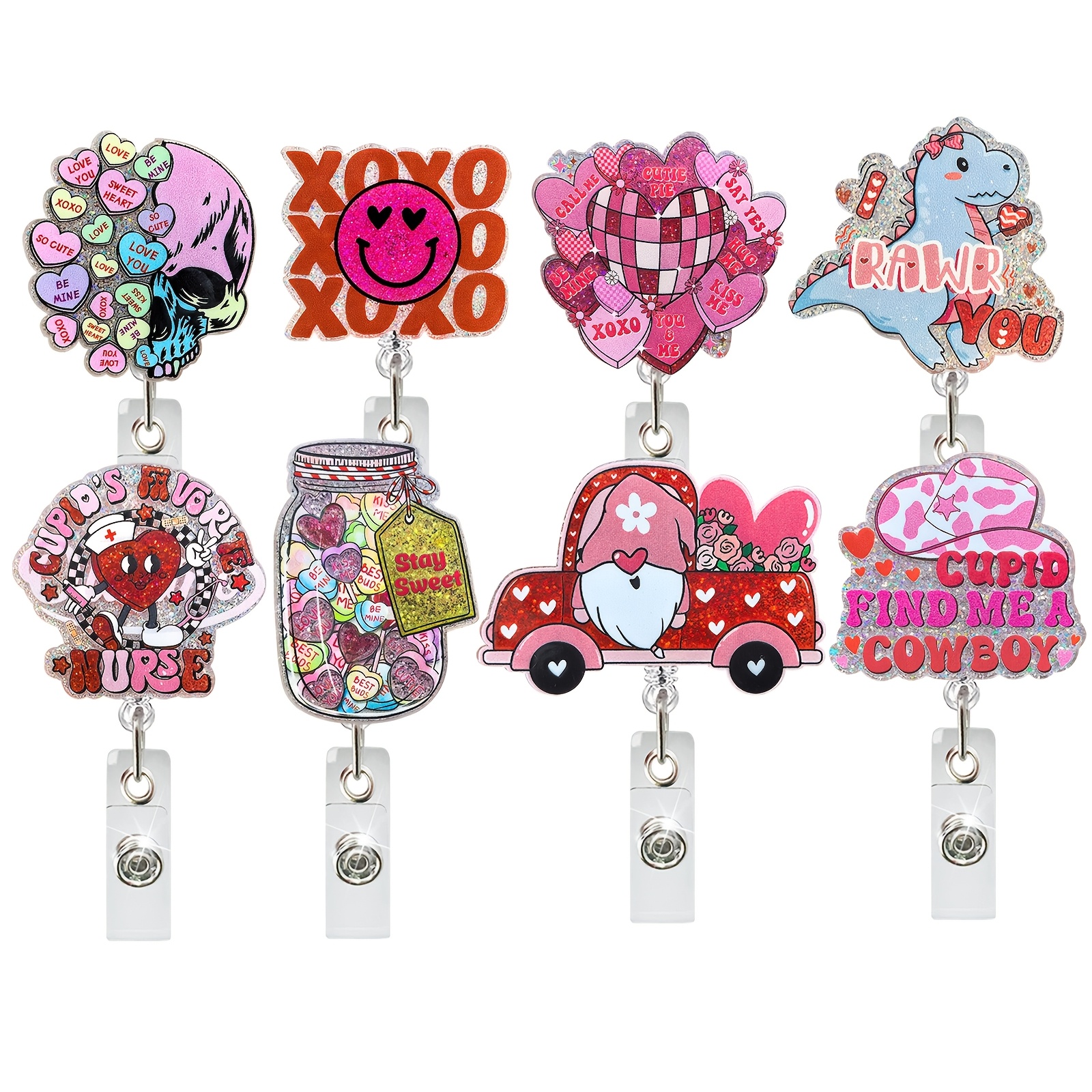 

1pc Valentine's Day Dinosaur-themed Badge Reel For Nurses, Featuring A Retractable Id Holder Clip, For Nursing Students, And Accessories For Medical Professionals.