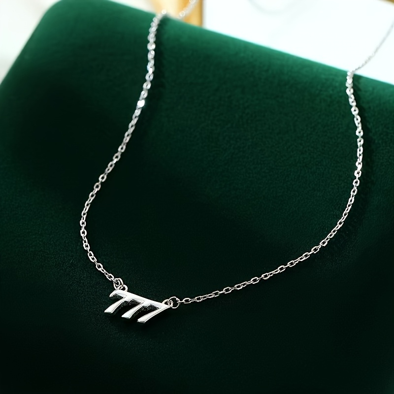 TEMU Niche Design 777 Nummer Ketting voor Vrouwen, Licht Luxe Veelzijdige Sleutelbeenketting, 2025 Nieuw Halsaccessoire