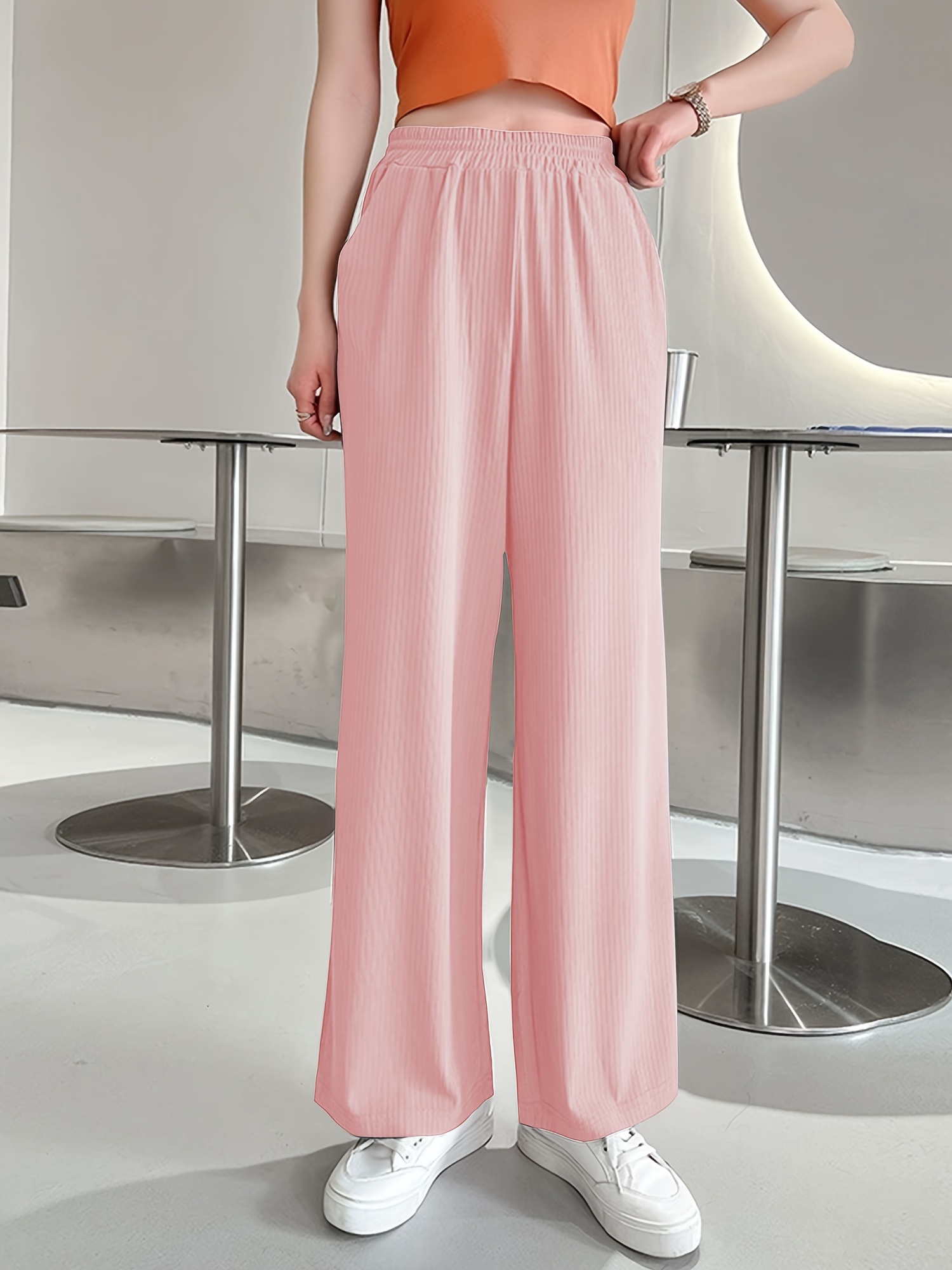 pantalones rosas mujer cintura elástica Temu Ecuador