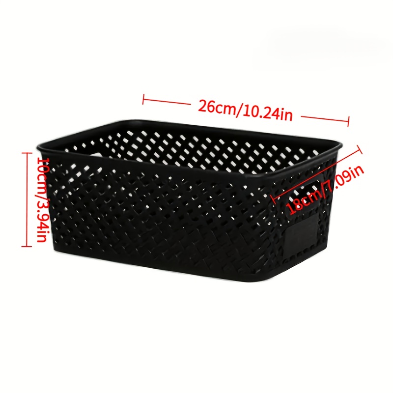 5pcs Lidless Stackable Black Plastic Storage Baskets