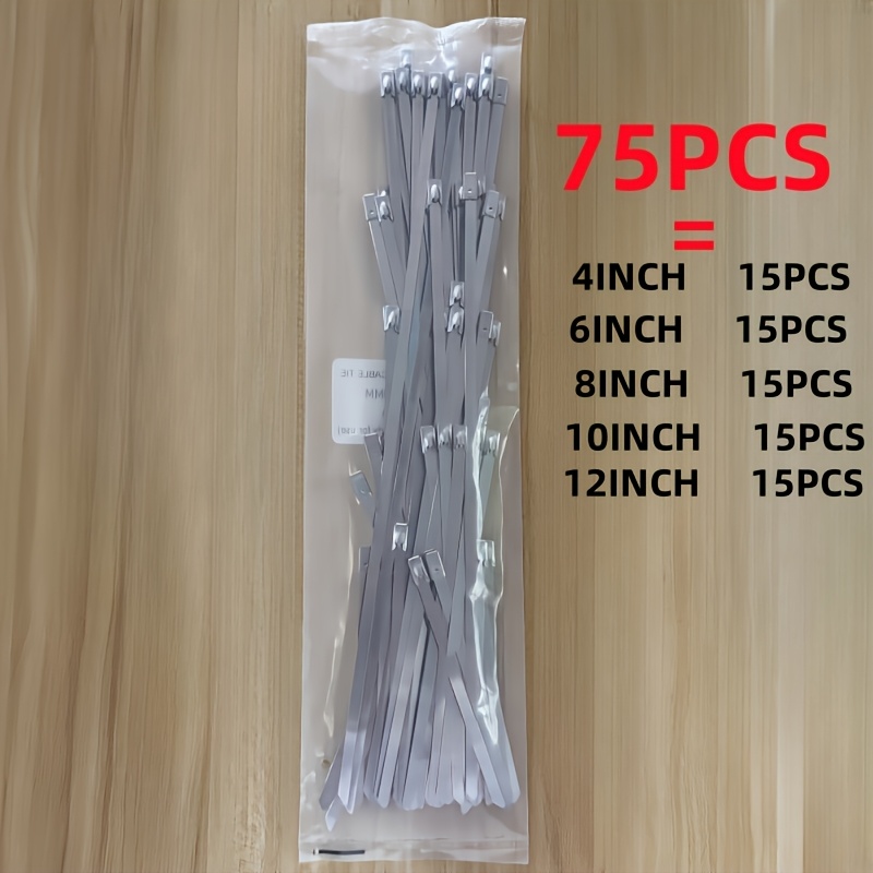 Image of 75pcs Heavy-duty Reusable Cable Ties | Self-locking, Rust-resistant, Uv-resistant, Suitable For Mechanical, Vehicle, Farm, Fencing, Piping, Cable, Exhaust, Roofing, And Outdoor Binding