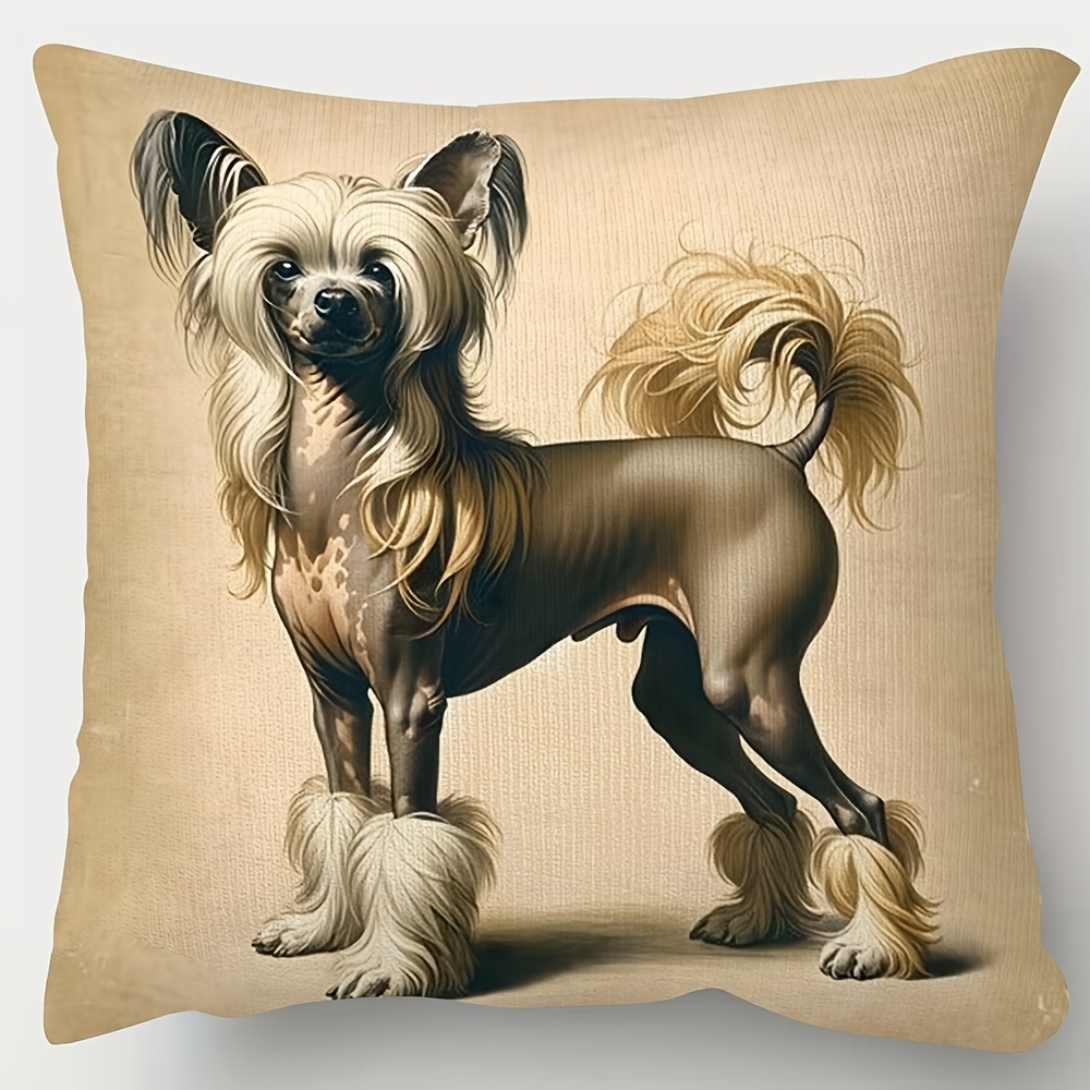 

Housse de Coussin en Peluche Chien Cresté Chinois 18x18 - Douce, Imprimé Simple Face pour Canapé & Décoration Maison, Fermeture Éclair, Lavage à Uniquement