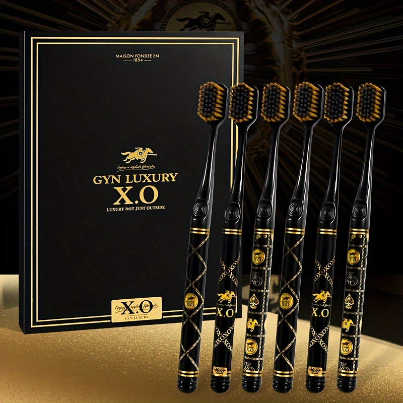 

[6-pack] Gyn High-end Deep Cleaning Black Gold Series Small Head Soft Bristle Toothbrush