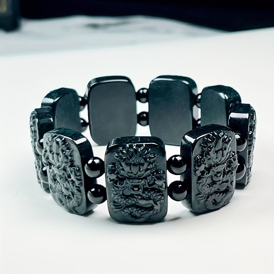 Green Stone Dragon Hand Bracelet for Men