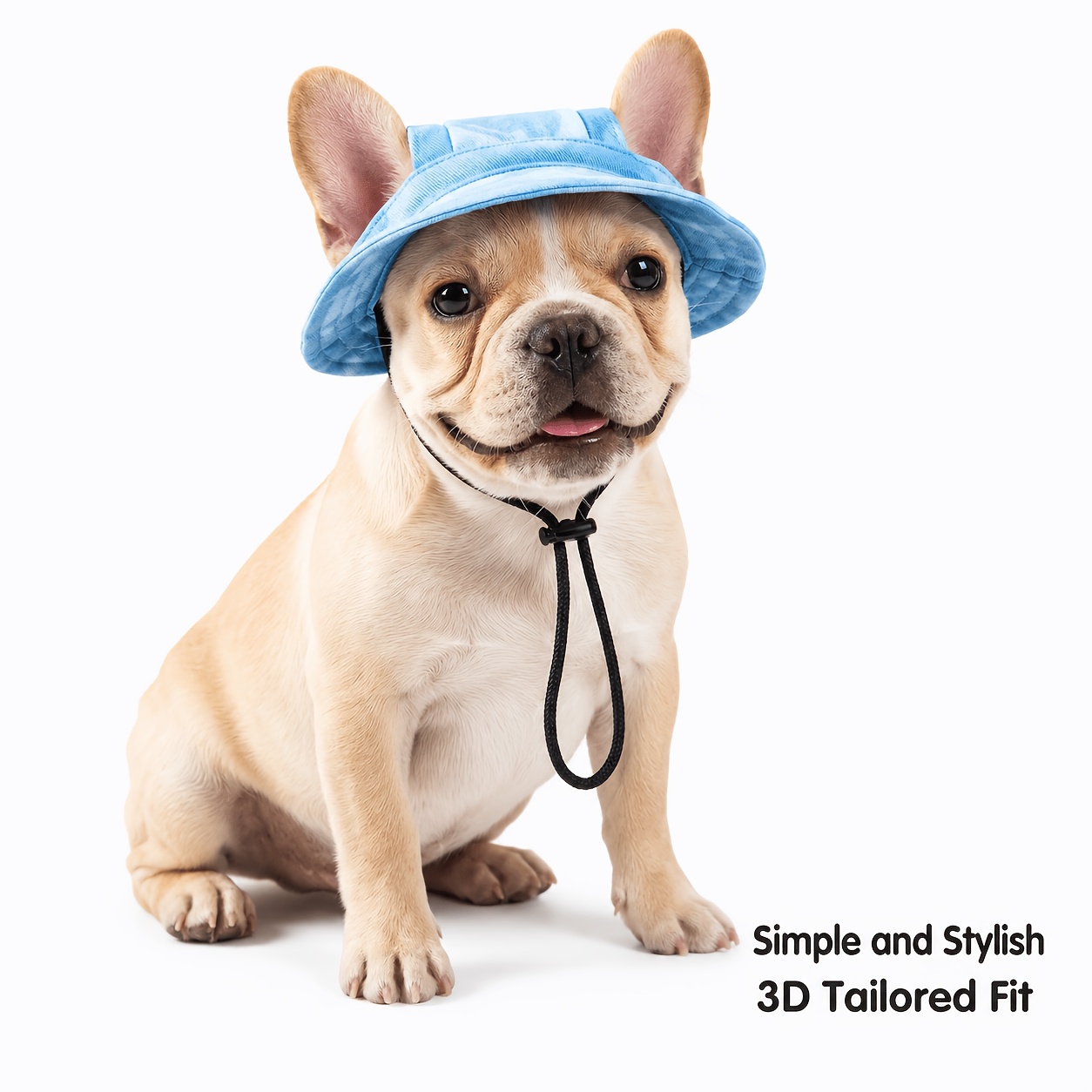   anti choking hat with adjustable strap ear exposing design fishermans cap pet headwear sun protection hat for summer Product details 6