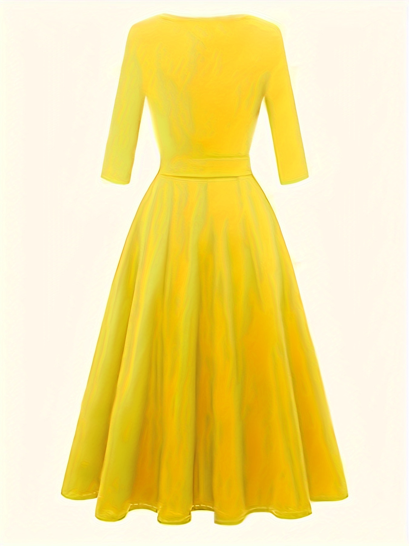 שמלת אביב וקיץ ארוך לנשים בצבע חלק עם שרוכים