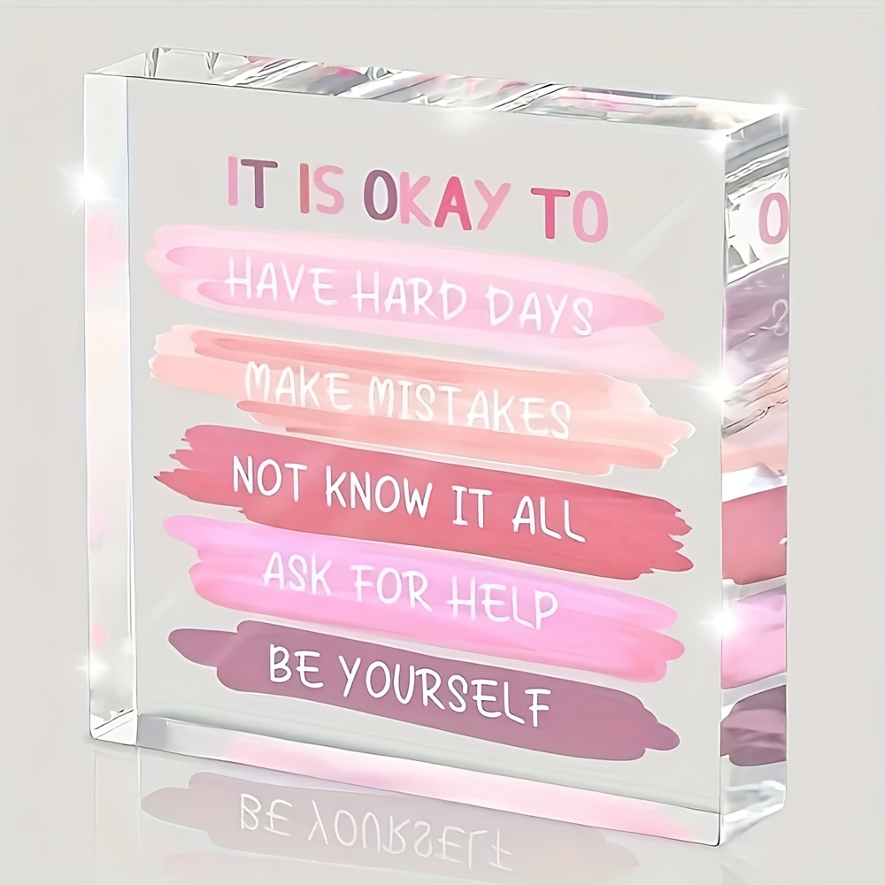 TEMU 2d Flat, 1pc Clear Freestanding Quote Sign, Affirmations For Desk, Study Or Counseling Room | Home Decor, Teacher Gifts, Encouragement,