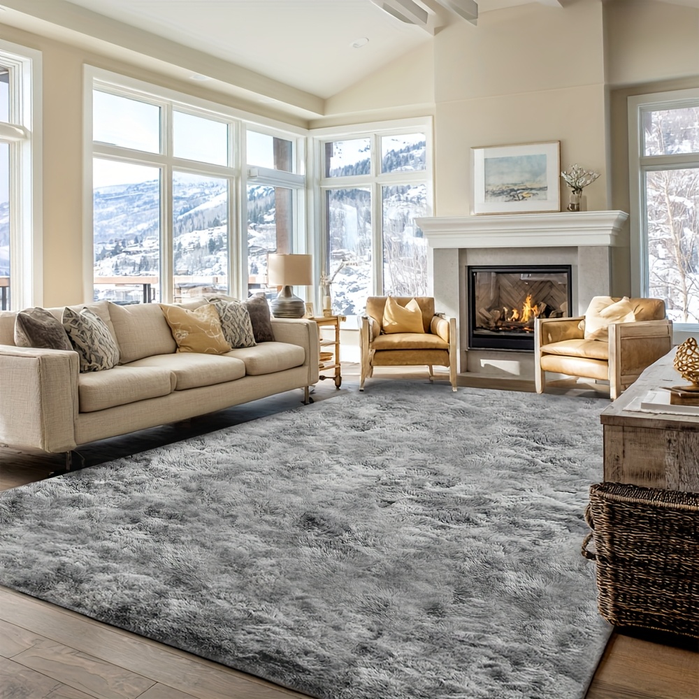 Image of Large Plush Carpet Suitable For Living Room & Bedroom - Large Grey Modern Rug With Thick Pile, Super Soft Machine- Neutral, Backing (jumbo Sizes ) - Perfect For Large Spaces & Mother's Day Gift