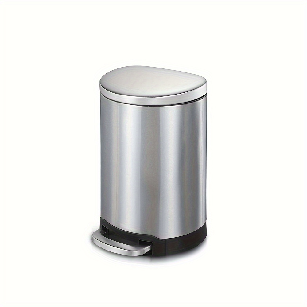 

1.6 Gallon Stainless Steel Semi-round Step-on Trash Can - Perfect For Bathroom And Office, Hands-free Operation, Sleek And Durable Design