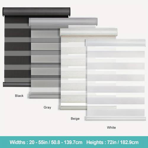 1 piece cordless zebra blinds for windows roller windows shades dual layer light control for day and night light filtering sheer shades for home please need size shade size w x h suitable for window w
