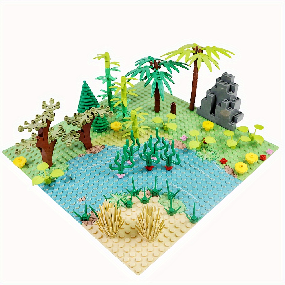 【好評日本製】熱帯雨林ジャングルと動物12体セット　レゴ互換品 知育玩具