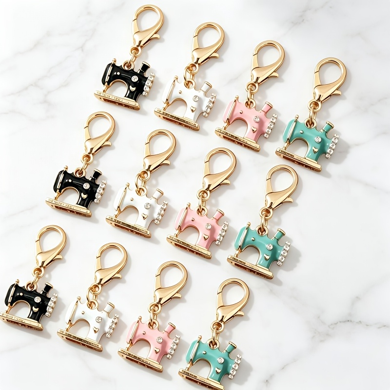 TEMU 12 Set, Portachiavi per Macchina da Cucire con Strass Scintillanti - Ciondoli in per Borse, con Chiusura a , per Donna, Adatti per Artigianato e