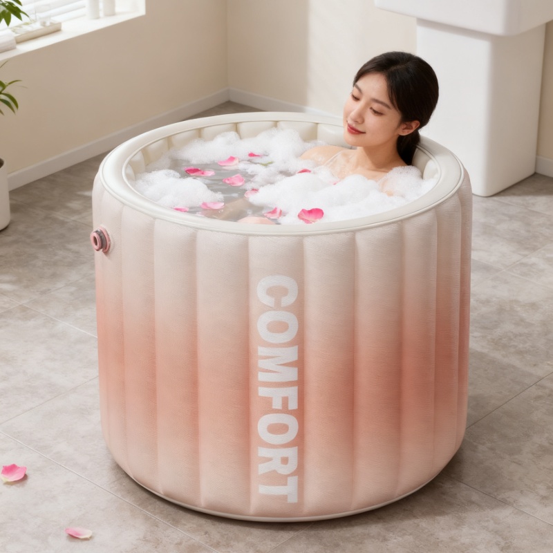 baignoire gonflable pliable     avec pompe manuelle, siège dentrée   et bouchon de vidange, baignoire portable  , baignoire isolée étanche    , baignoire pliable confortable pour toute  , design dégradé de couleur 85cm*70cm Détails du produit 7