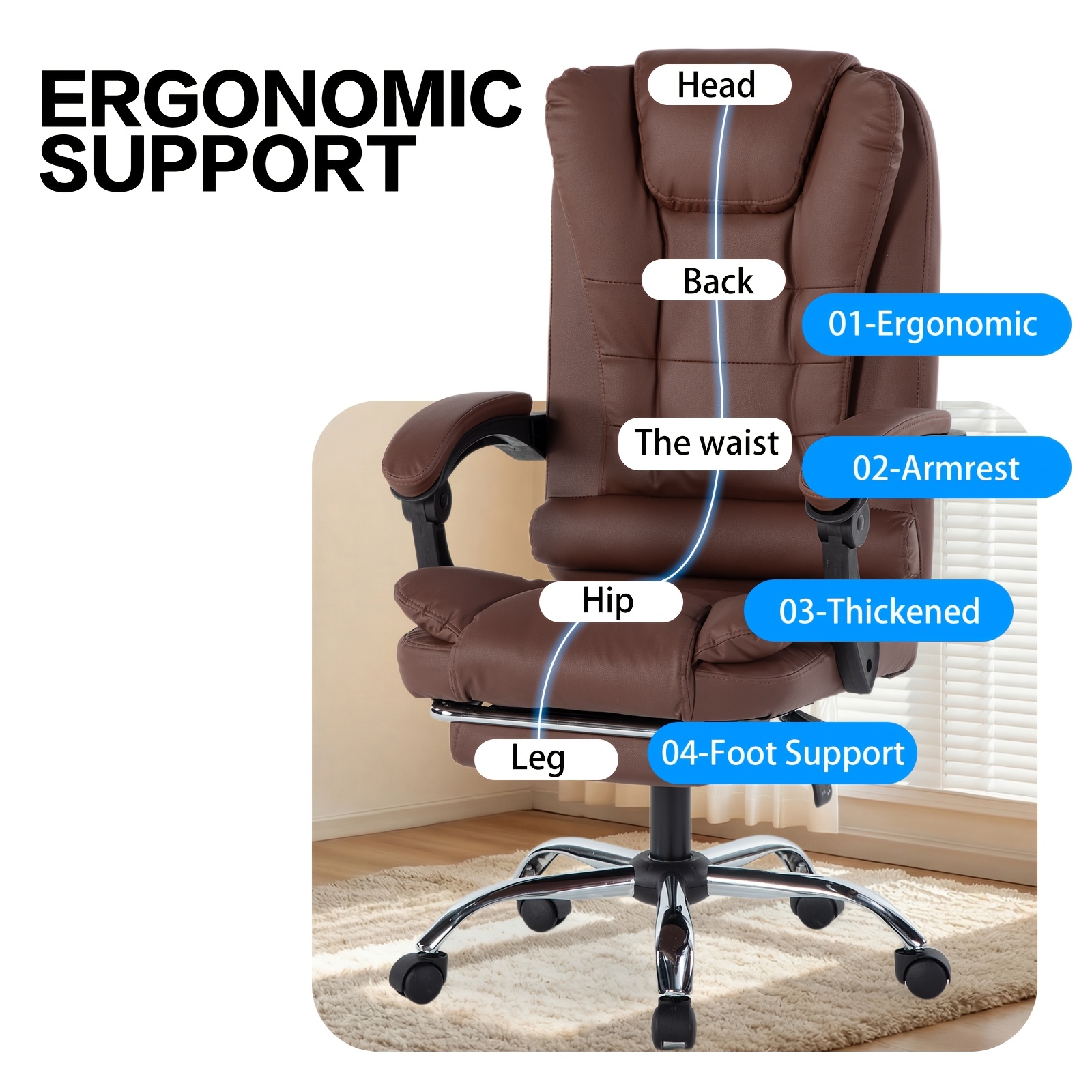 Boss Office Chair with Massage Unit, Gaming E-Sport Chair, Executive Meeting Room Chair, Lumbar Support Chair, Rotating Chair, Height-Adjustable Chair, Reclining Chair, Ergonomic Chair