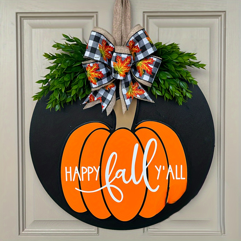 

Thanksgiving Pumpkin Wooden Door Hanger - Festive Front Door Decoration, No Power Needed, Holiday Decor For Home & Party, 1pc
