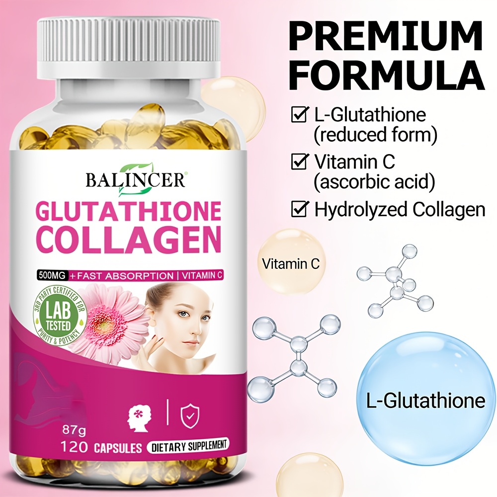 3 Bottles L-Glutathione and Collagen Supplement