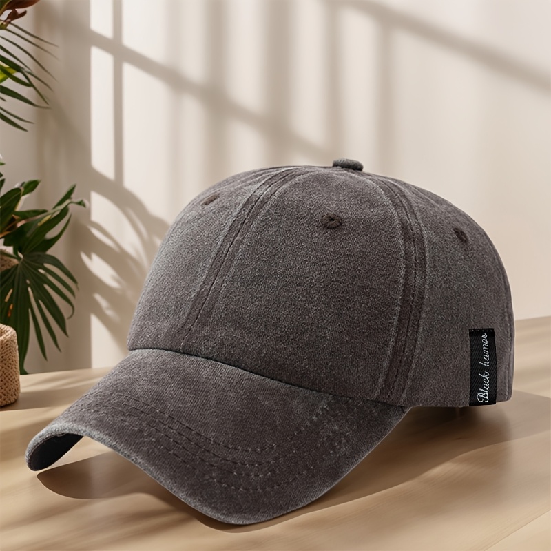 TEMU Fashionable Letter Logo Cloth Patch Baseball Washed Distressed Vintage Duckbill Cap Soft Comfortable Sweat-absorbent And Breathable Hat Outdoor