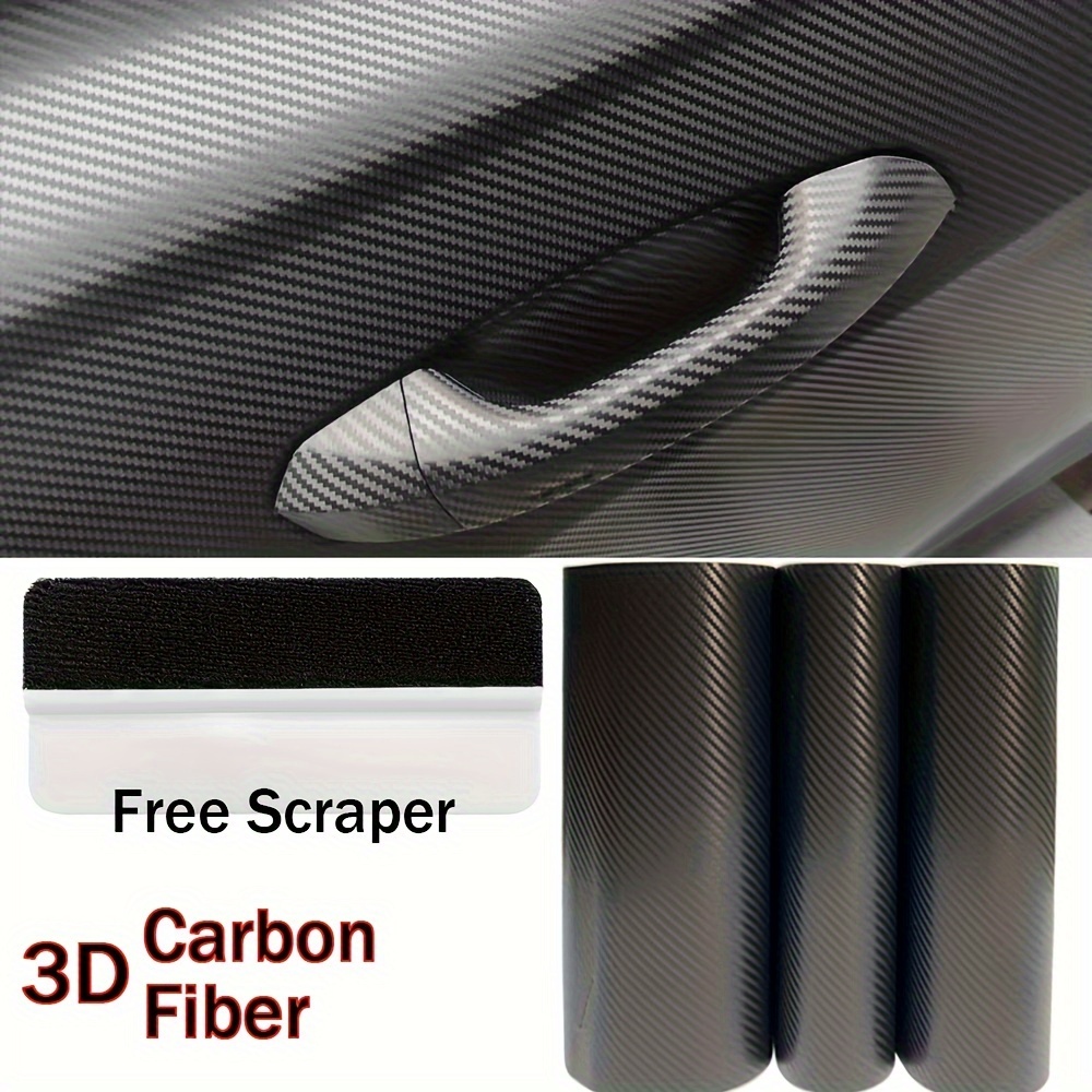 

3d Carbon Fiber Vinyl Wrap Roll With Free Scraper Tool, 50x300cm, Pvc Material, Air Release For Bubble-free Application, Universal Fit For Car Interior/exterior, Laptop Protection, Diy Decal Sheet