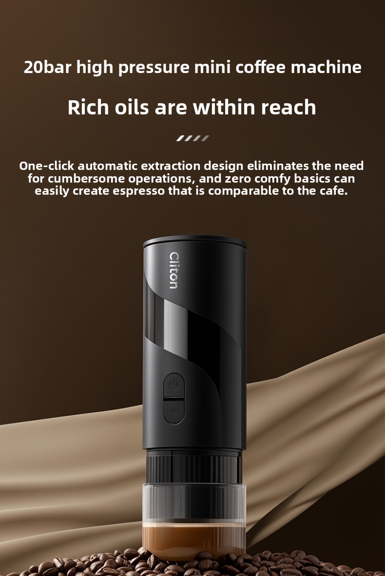 Machine à café espresso portable sans fil avec chargeur USB-C, infusion chaude et froide - Compatible avec grains moulus et capsules | Idéale pour camping-car, randonnée, bureau | Ensemble complet ou unité individuelle (avec mousseur à lait et moulin manuel)