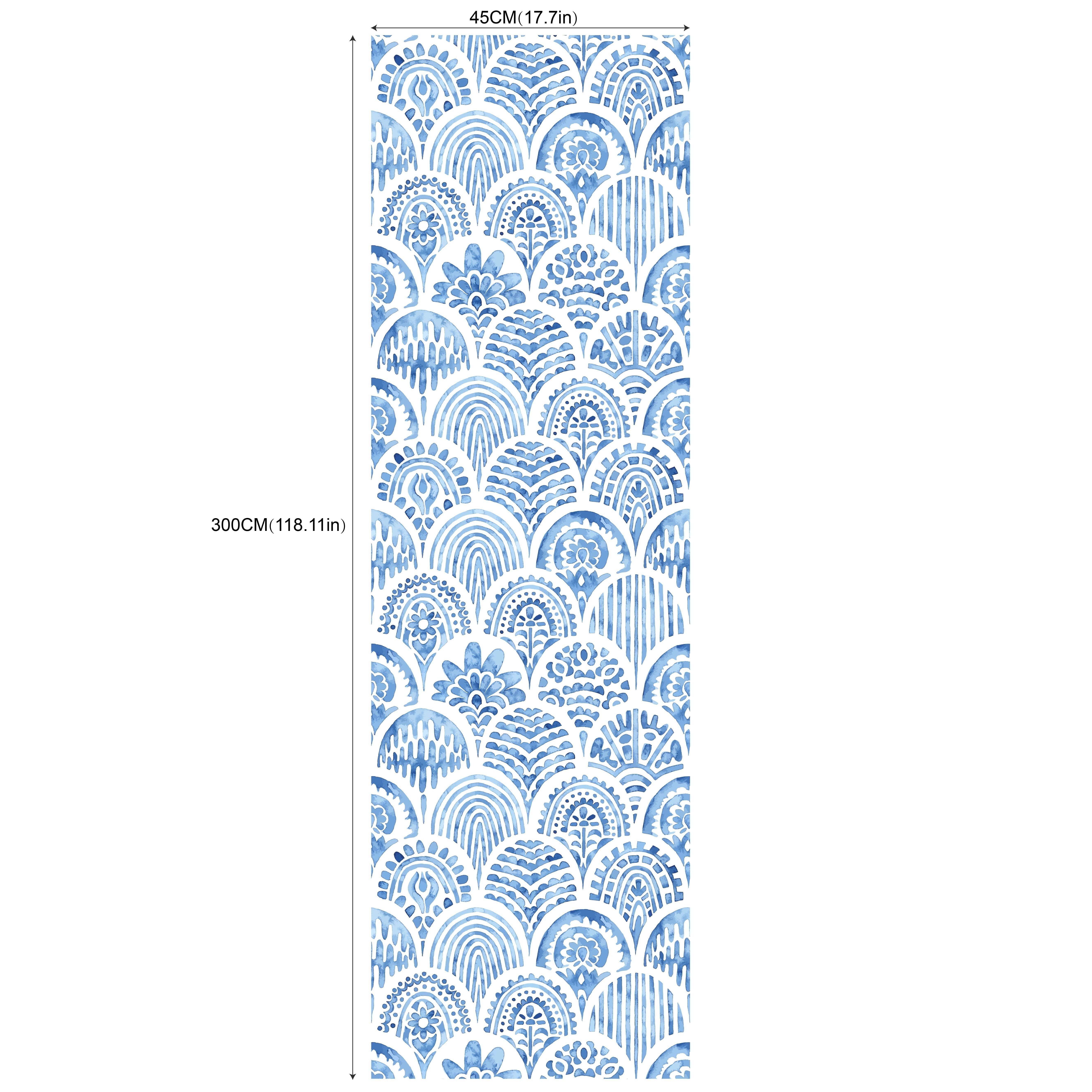 Image of Elegant Indigo Botanical Wallpaper - 17.7" X 6.5/9.8' Feet, Removable Vinyl Wall Mural, Waterproof Floral Pattern For Chic Bedroom & Home Decor, Room Decor