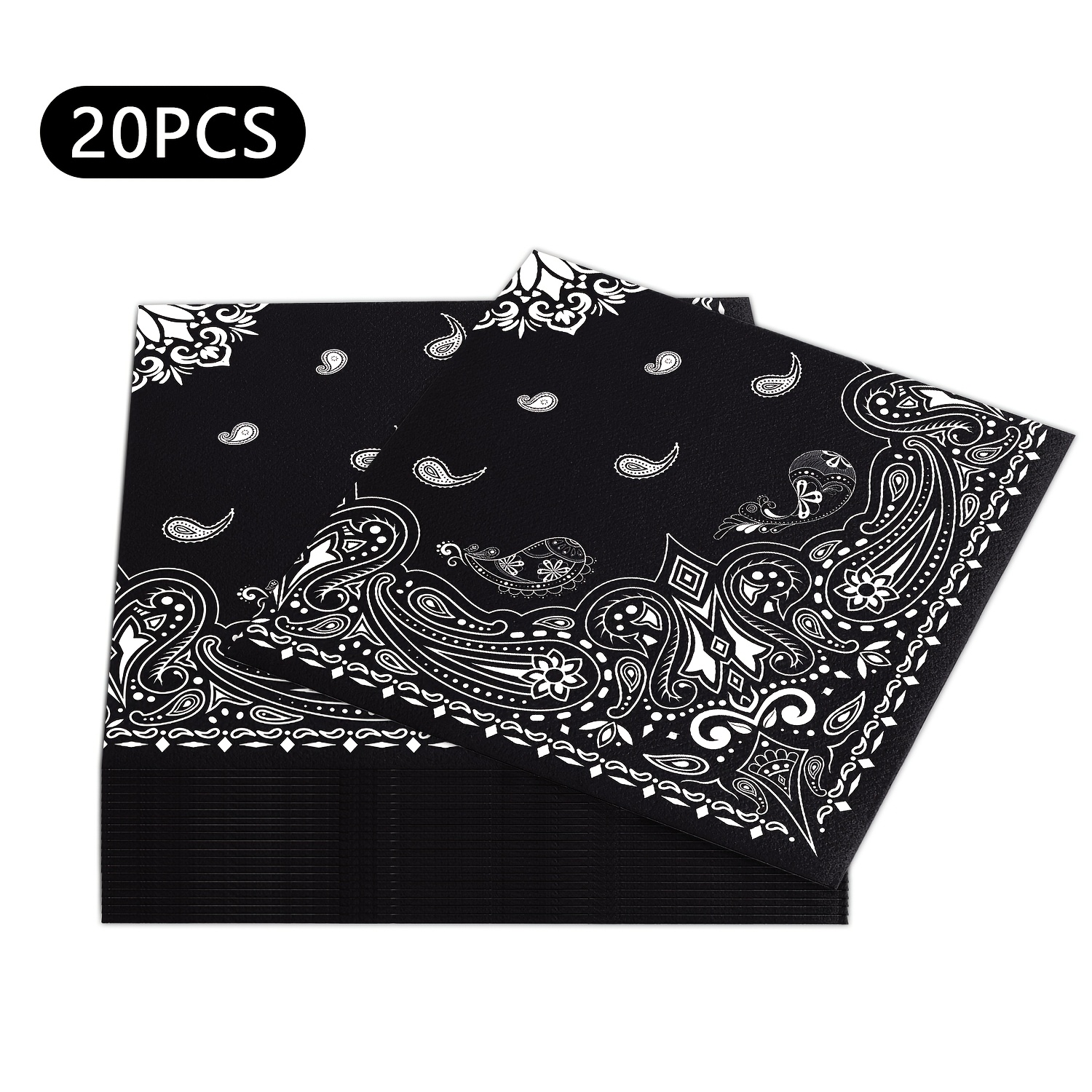 Image of Western Bandana Napkins Cowboy Party Supplies Bandana Paisley Print Paper Napkins Disposable Supplies For Cowboy Cowgirl Birthday Wedding Rodeo Party Decors For Halloween、christmas