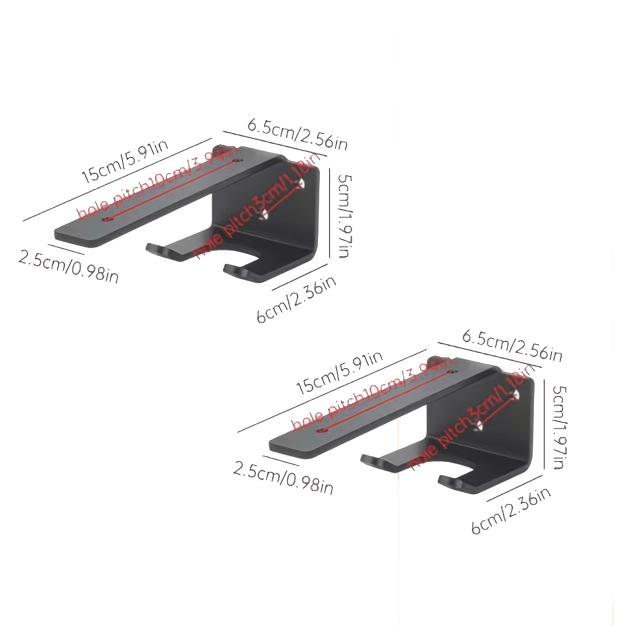 2pcs Black Metal Hidden L-Shaped Brackets/Multi-Functional Supports with Hooks (Thickened), Floating Hidden Shelf Brackets, Heavy-Duty Iron Supports, Shelf Board Brackets, Industrial L-Shaped Racks, Iron Rack Brackets