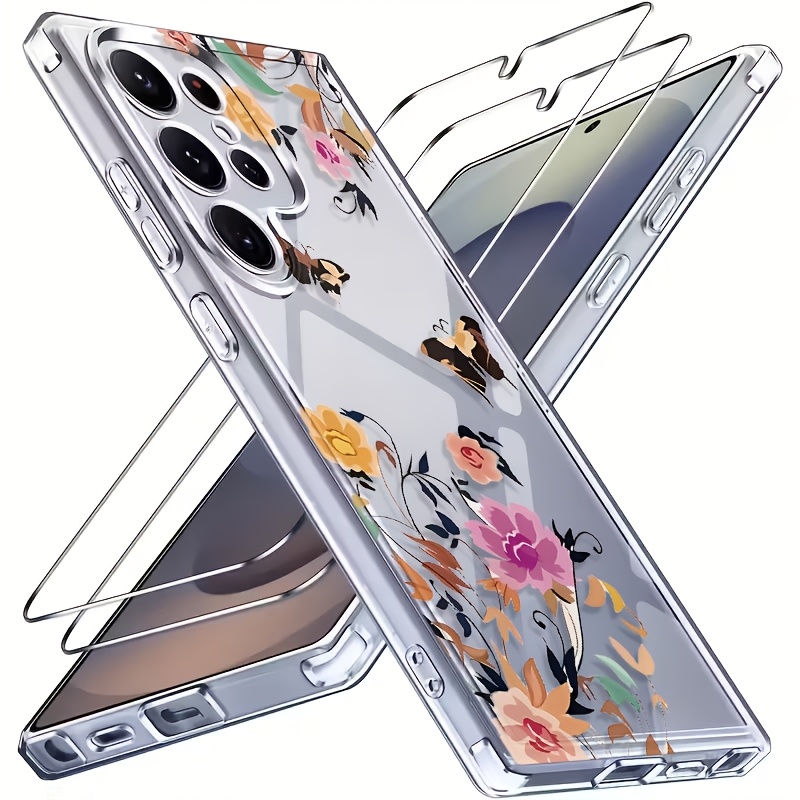 TEMU Premium Texture 3-in-1 Set [1pc Advanced Case And 2pcs Films], Vine Niche Pattern Showcasing Taste, Compatible With S24/s24plus/s24ultra,