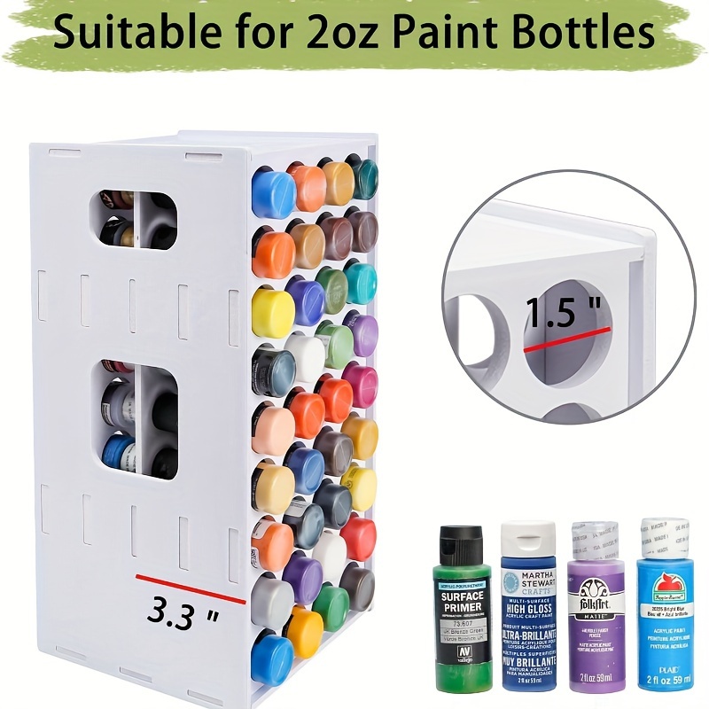 

72-hole Pvc Paint Storage Tower – Rotating Cubical Paint Organizer For 20z Bottles, Vertical Desktop & Off-surface Craft Paint Holder Rack With Painted Finish