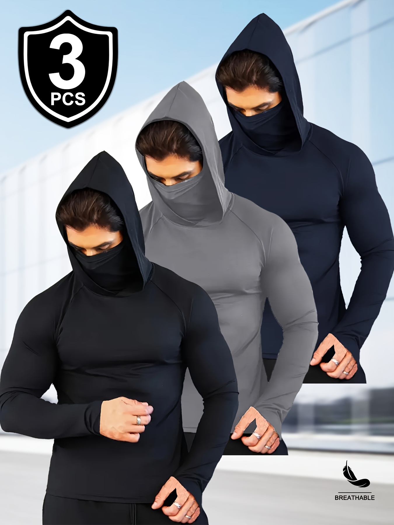 mens compression hoodie sold on Temu United States