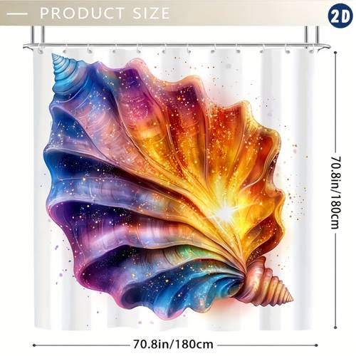 item picture 1pc spring summer shower curtain vector design for shirt featuring an open iridescent shower curtain plastic hooks 70 8x70 8 inch durable polyester fiber easy clean suitable for bathroom bathtub