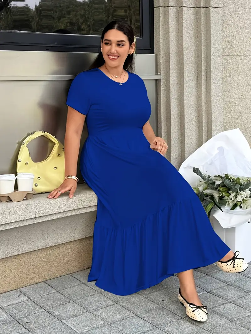 plus size womens plus size solid color elegant dress pockets - Temu Philippines plus size womens plus size solid color elegant dress pockets - Temu Philippines