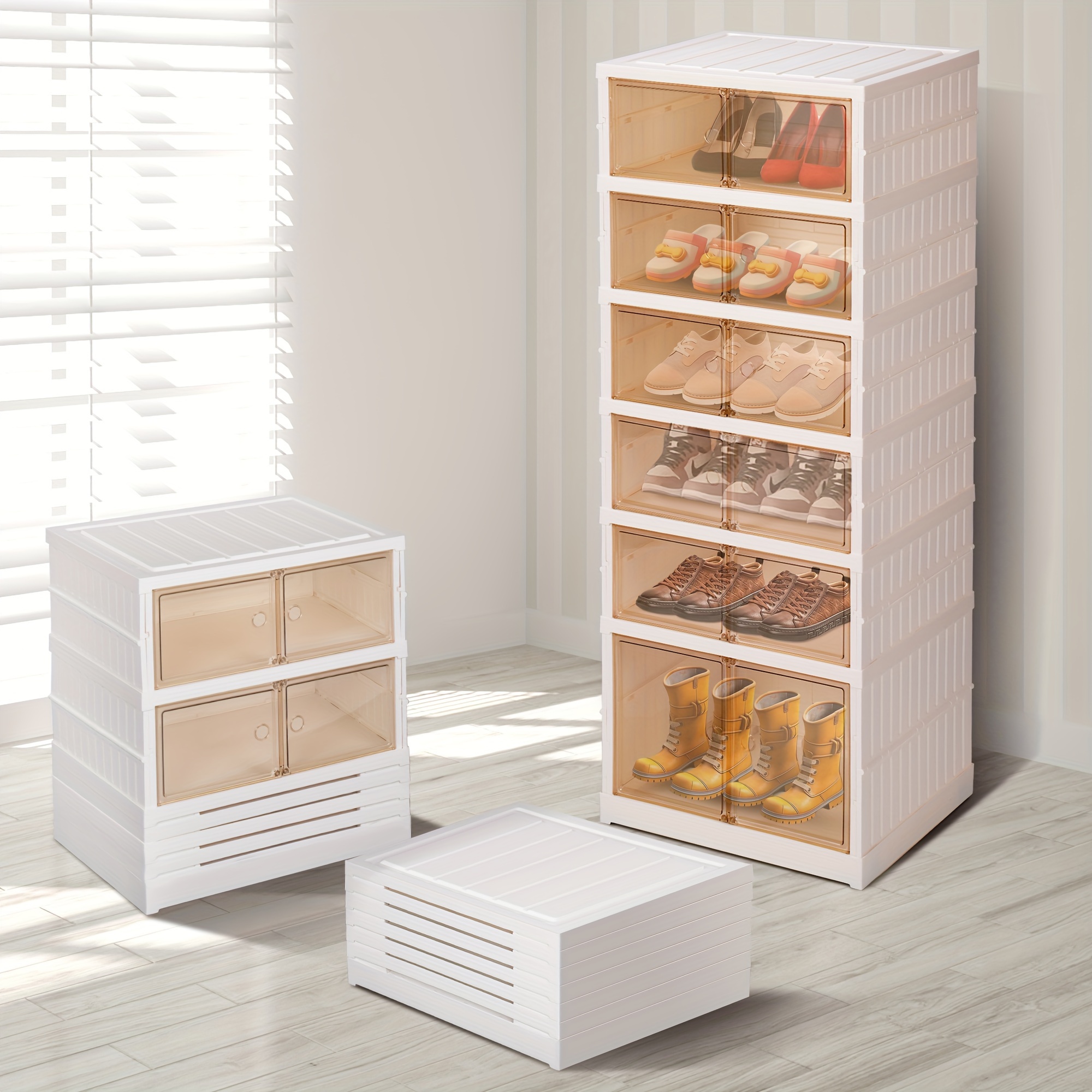 6 tier foldable shoe rack organizer portable shoe cabinet - Temu