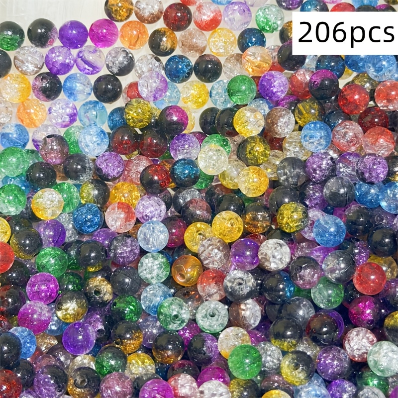 TEMU 206pcs Qywctz 8mm Round Beads Suitable For Making, Shoe & - Texture Gradient Beads With Random Mixed Colors, Multi- Beads For Diy Crafts, &