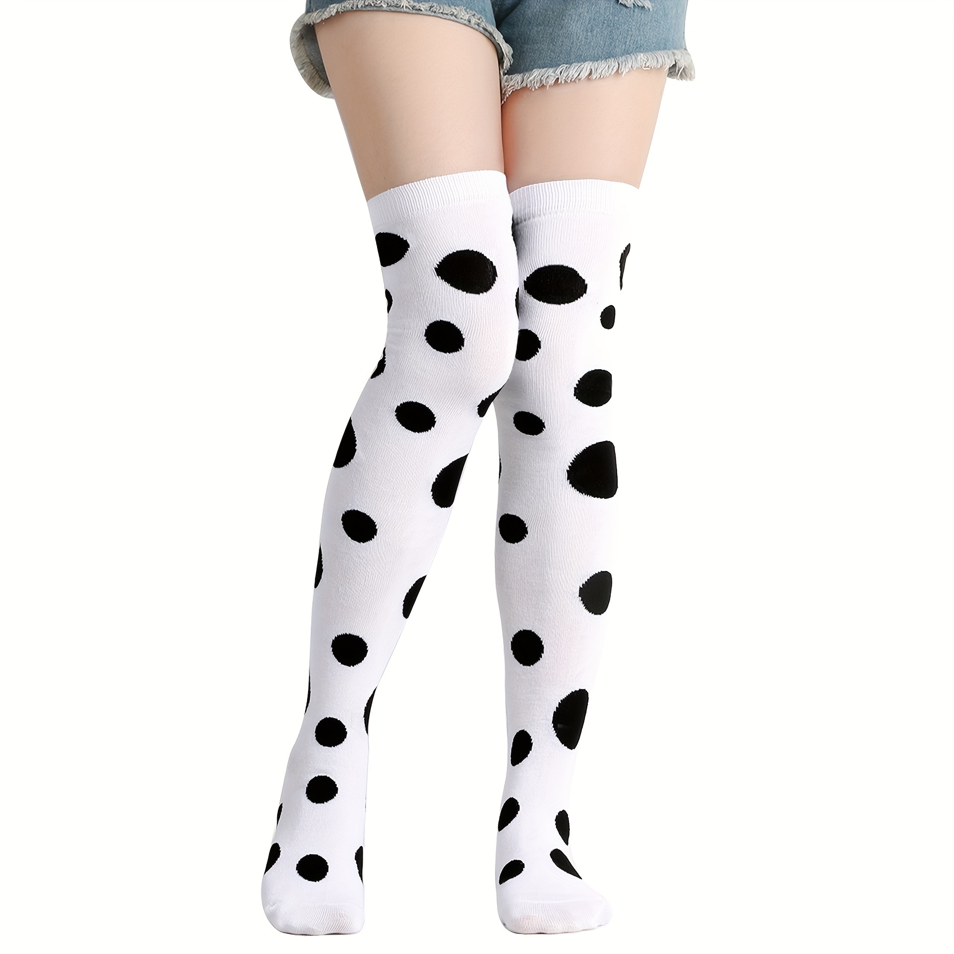 Image of 1 Pair//3 Pairs Pack Polka Dot Cow Long Socks Round Dot Over-the-knee Socks Cosplay Prop Socks Western Festival Polka Dot Long Socks Trendy Women's Socks