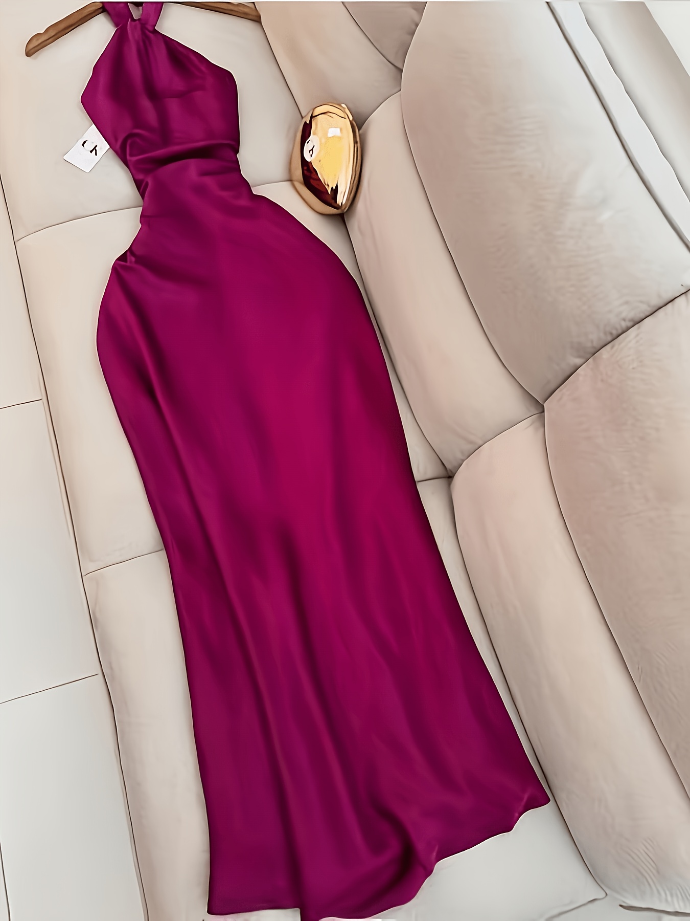halter neck satin dress sold on Temu United States