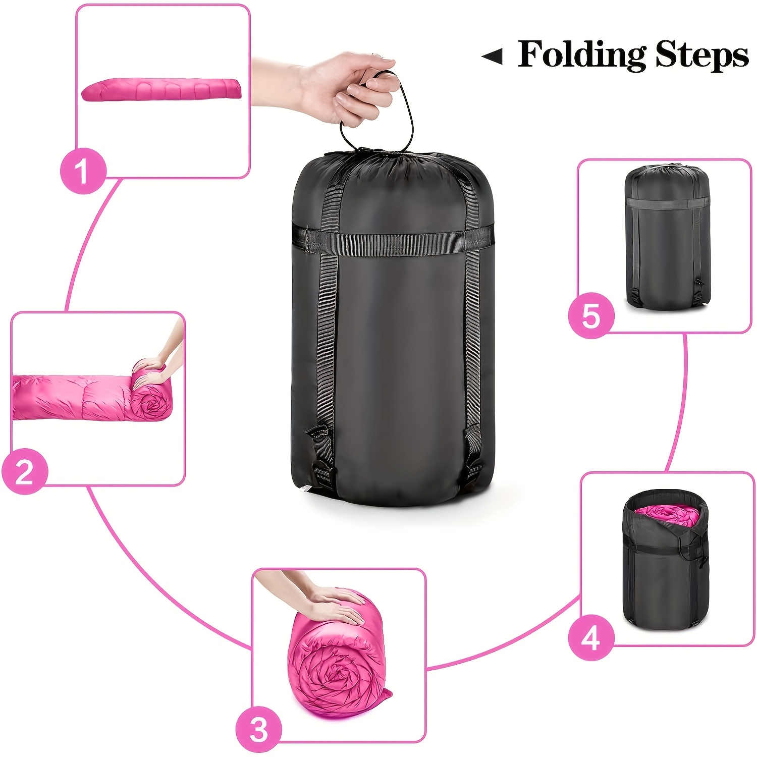 4-Season Lightweight Sleeping Bag for Adults, Boys & Girls - Compact Compression Sack, Warm & Cold Weather Camping & Hiking Gear, 100% Polyester All-Season Backpacking Sleeping Bag for Spring, Summer, Fall, Winter, Sleeping Bag for Camping, Versatile Outdoor Gear