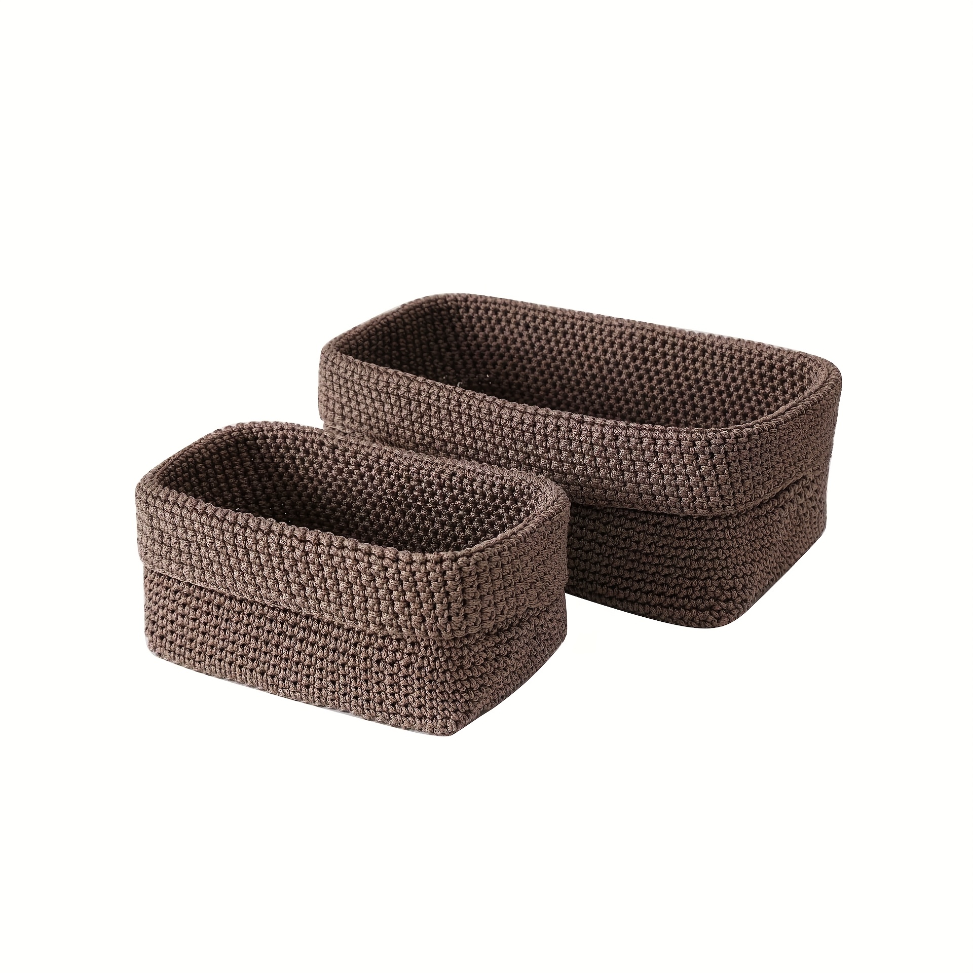 TEMU 2pcs Woven Storage Baskets, Foldable For , Suitable For Bedroom, Kitchen, And Bathroom Items, Large Capacity, Decorative Storage Boxes, The For