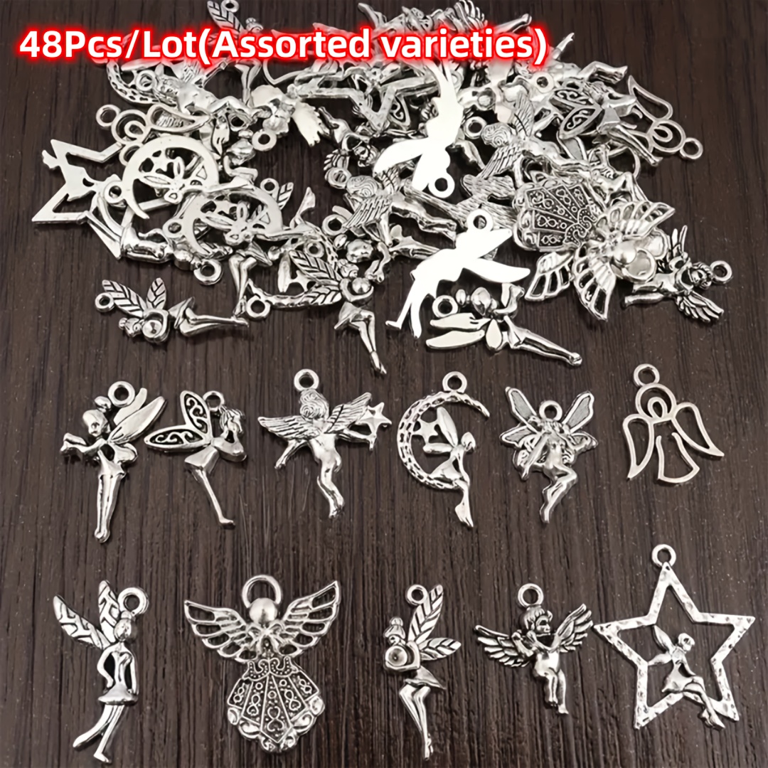 18/48pcs/lot Random Pattern Delivery Silvery Pendants For Handmade Earrings Necklaces Bracelets Decorative Jewelry Making Materials