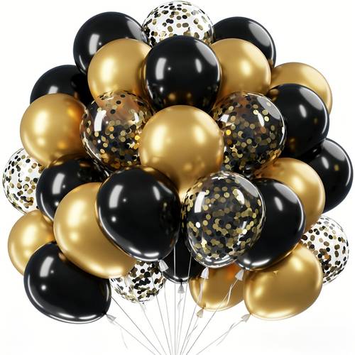 35pcs black and balloons black metallic golden confetti balloons suitable for graduation new year wedding baby shower anniversary and birthday party decorations