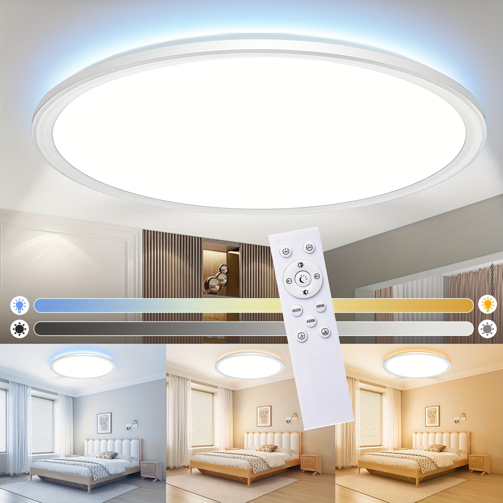 E-shop 36W Moderne LED Deckenleuchten, 15,4 Zoll LED Deckenleuchten Runde Lampe Deckenlampe LED Deckenleuchte Flache Deckenleuchte Runde Dimmbare,