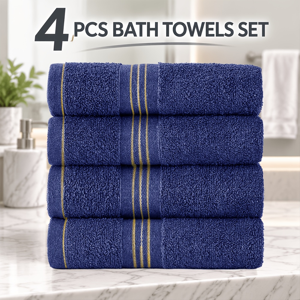 TEMU 4-pack Bath Towels Set, 27"x55" Soft Bathroom Towels, Absorbent Quick- Towels, Lightweight Plush Towels For Home, Hotel, Spa, Pool, Gym, Guest