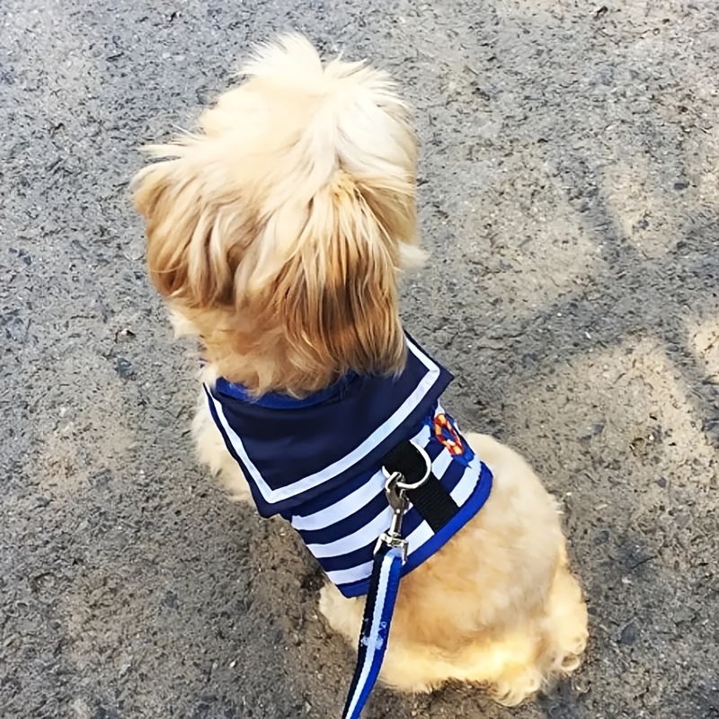 Adjustable Dog Collar Harness Leash in Navy Suit Style