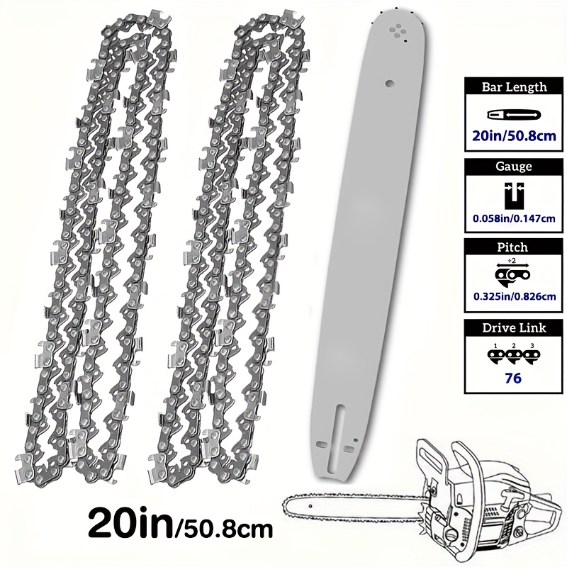 

1pc 20 Inch Chainsaw Guide Bar And Chain Set, 325" Pitch,.058" Gauge, 76 Drive Links - Compatible With , Oregon, Stihl - Metal Construction