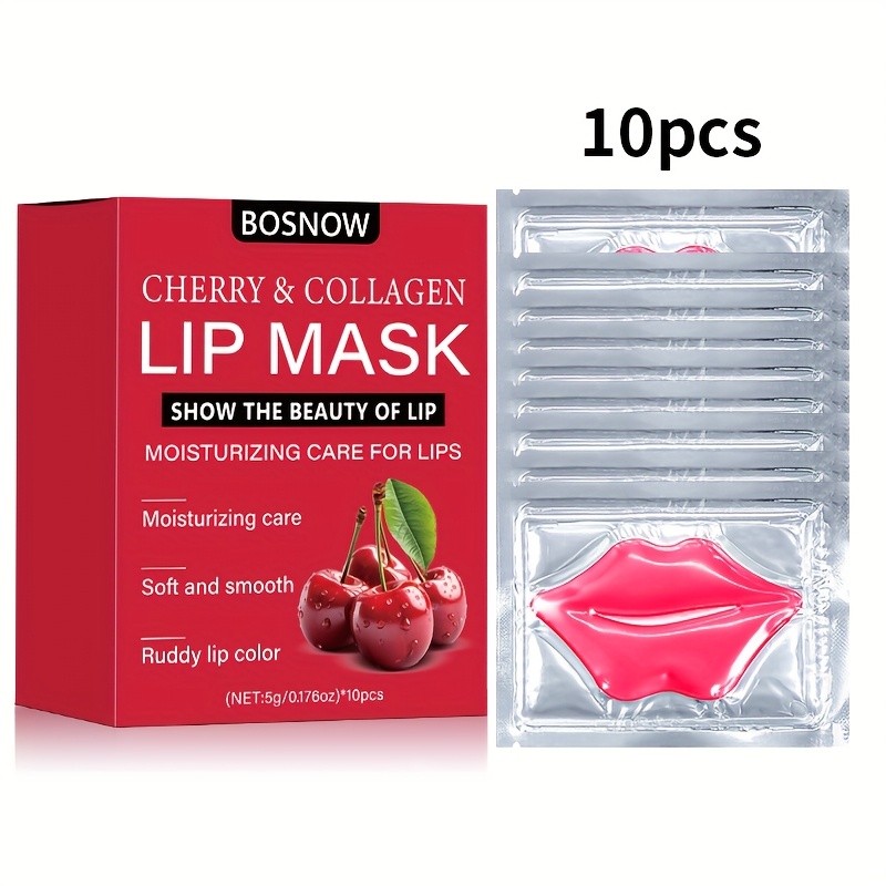 Image of 10pcs Cherry Collagen Jelly Lip Mask, Moisturize And Lips, Goodbye To And , Make Lips And More Delicate, Lip Care, Soft Texture, Lip Mask Patches, Lip Mask Skin Care Tablets