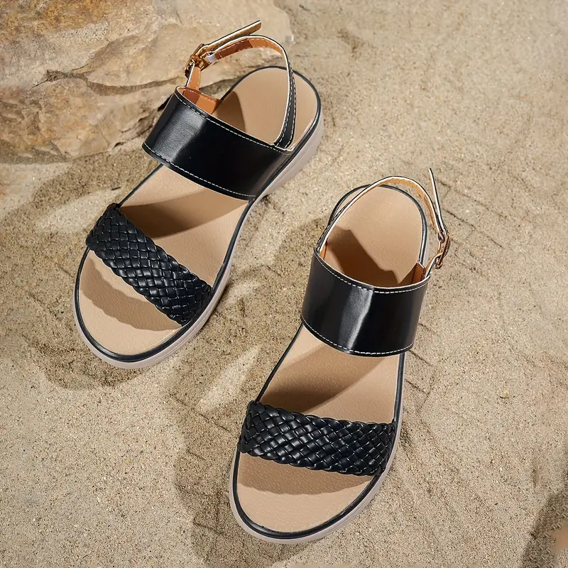 womens casual flat sandals elegant summer with adjustable straps open toe design synthetic cover pu sole for casual summer footwear strappy sandals able footwear Product details 1