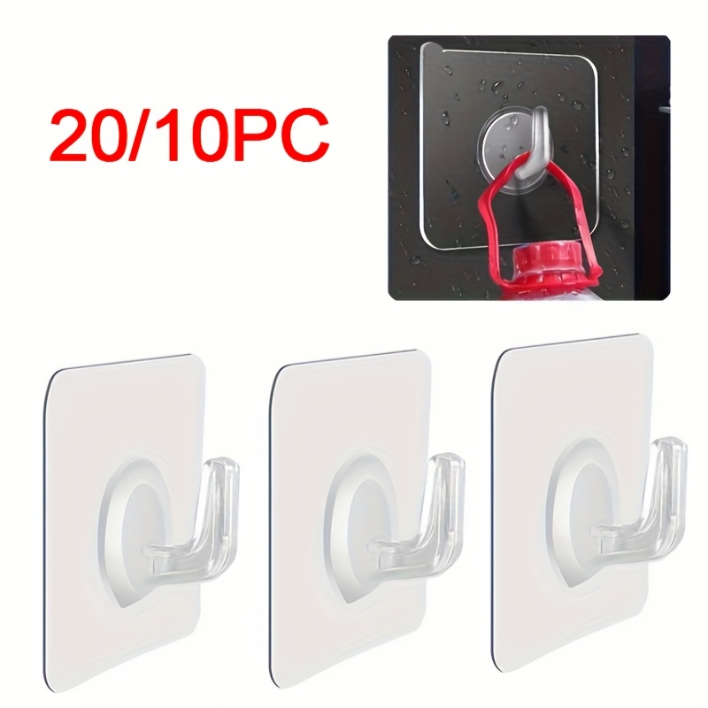 

Easy-install Transparent Wall Hooks - Self-adhesive, Heavy-duty Hangers For Kitchen & Bathroom, Door Wall Hangers, Suction, 10/20pcs