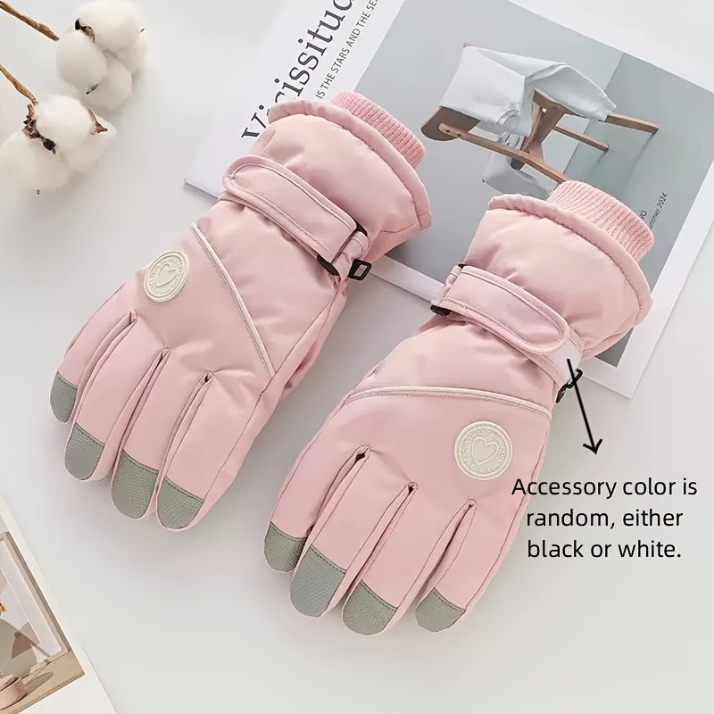 TEMU 2 pièces/1 paire, Gants de ski et snowboard chauds et coupe-vent, Une paire de gants - Une paire de gants d'hiver , Prise améliorée, Convient