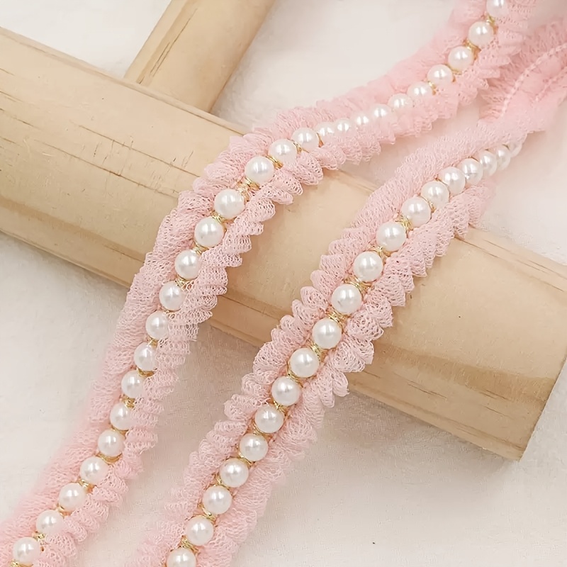 TEMU 1 pièce de dentelle perlée à de 2 cm de large pour chapeaux, cols, poignets, décorations de robe de mariée, , bracelets et accessoires de sac -