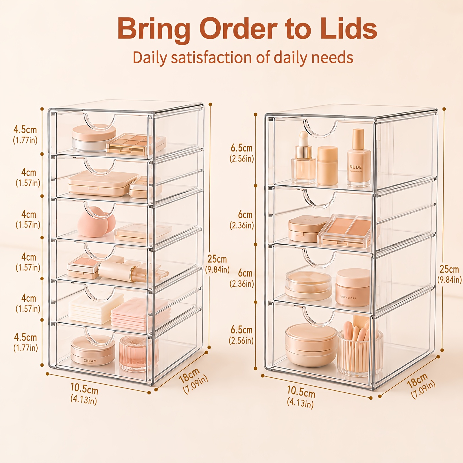 TEMU Acrylic Desk Organizer With 15 Drawers, 3pcs Set Clear Acrylic Makeup Table Organizer, Makeup Storage Box, Desk Organizer, Perfect For Home,
